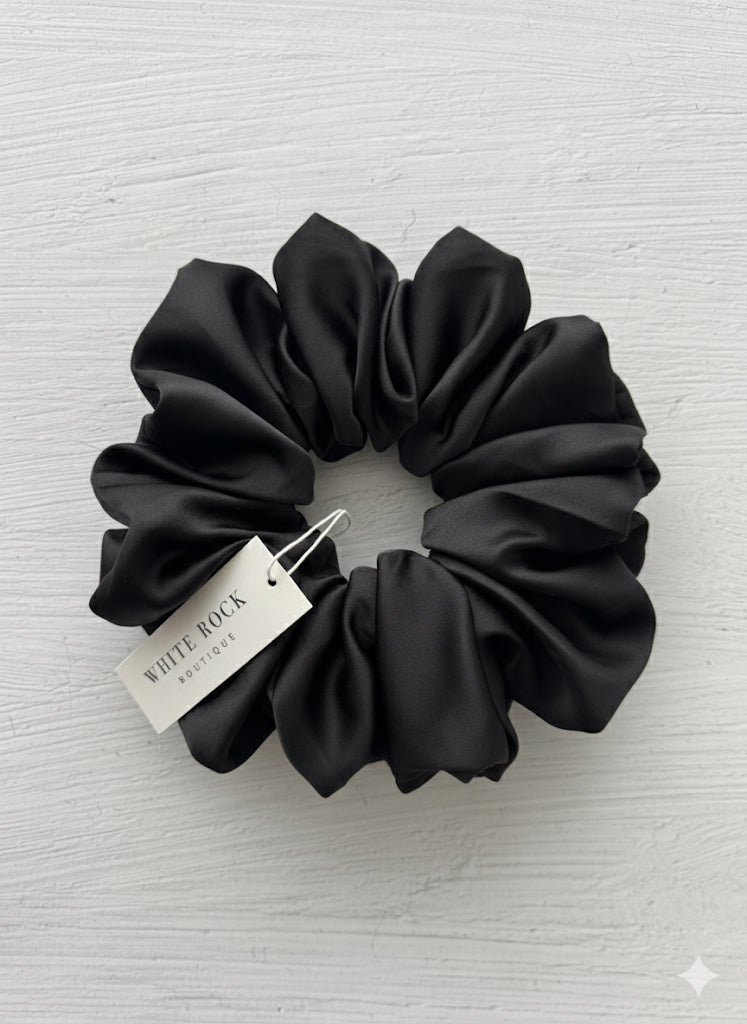 Black XL Satin Scrunchie